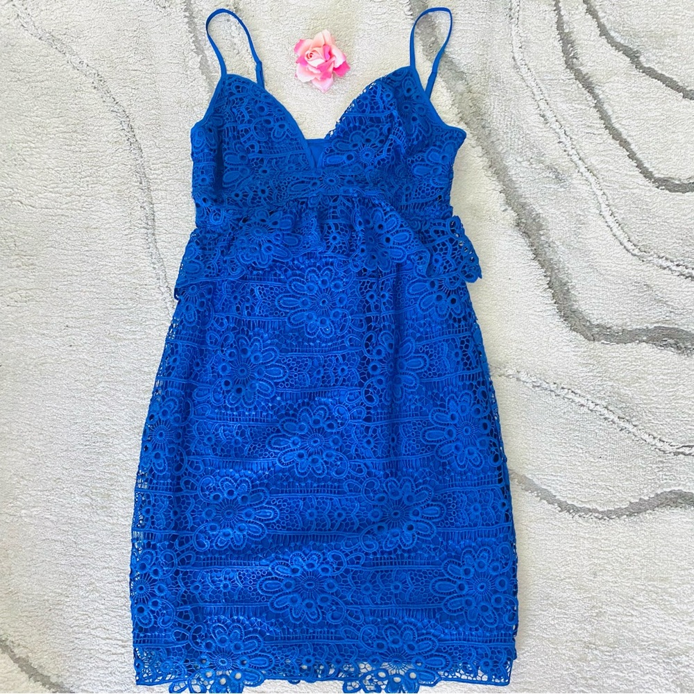 💕Pretty Blue Lace Mini Dress SZ 6